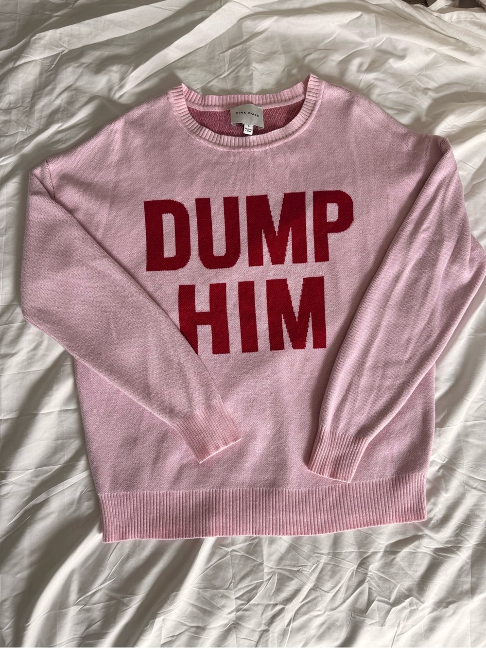 Pink Rose “DUMP HIM” Pink Knit Sweater Size Small